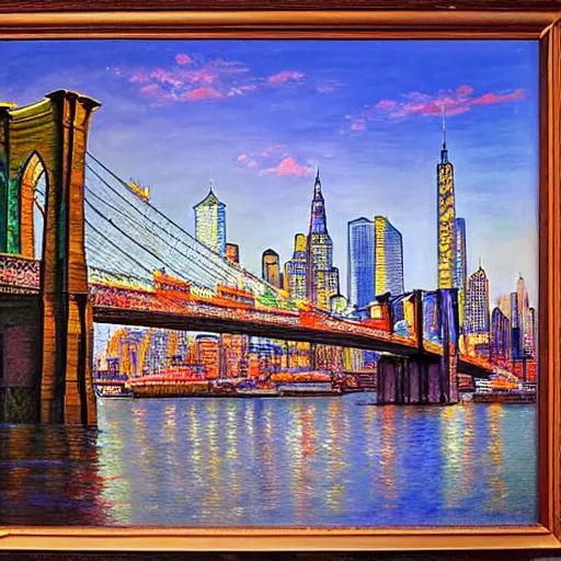 Image similar to symbolic view along the brooklyn bridge, by joseph stella