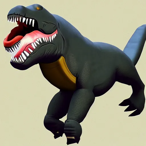 Prompt: t - rex chasing a small rat in team fortress 2 style