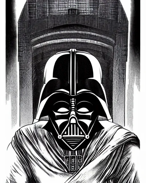 Image similar to Darth Vader in the style of H. R. Giger