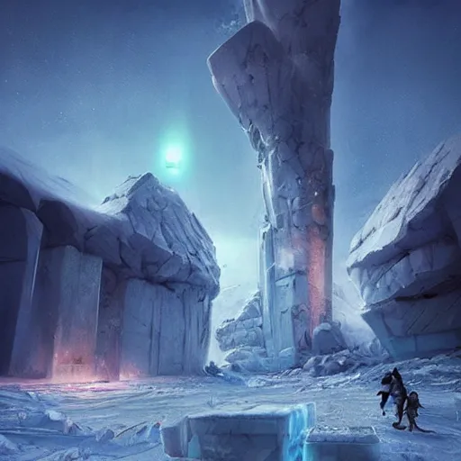 Prompt: ice city in 2 0 8 0, antarctica, technology, fantasy, landscape, 4 k, by beeple!!!, by baptiste monge!!, overdetailed art