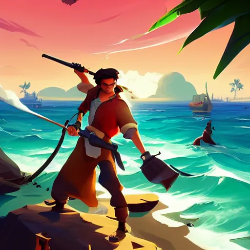 Image similar to painting treasure on sea of thieves game smooth median photoshop filter cutout vector, behance hd by jesper ejsing, by rhads, makoto shinkai and lois van baarle, ilya kuvshinov, rossdraws global illumination