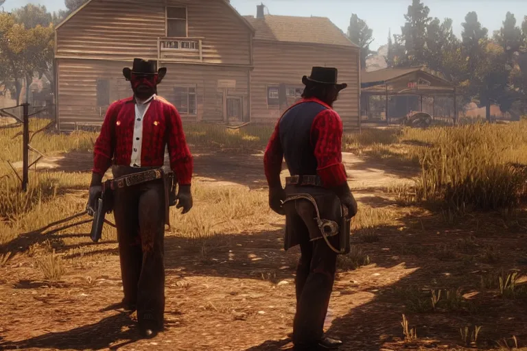 Image similar to ronald mcdonald in red dead redemption 2