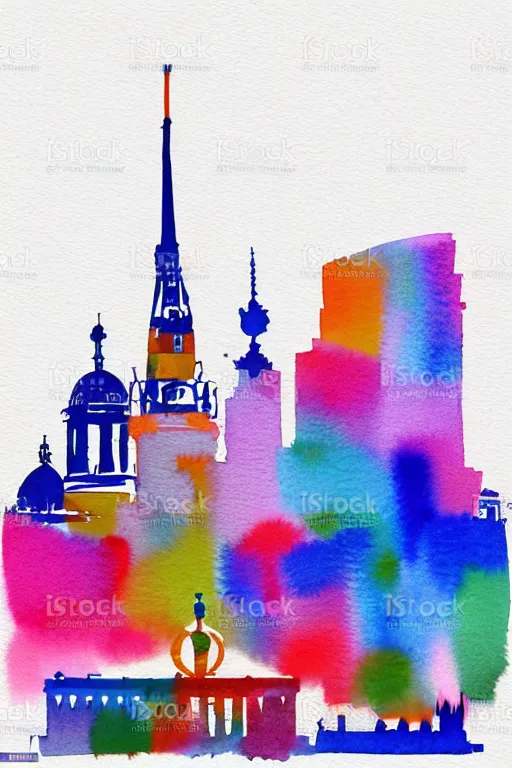 Image similar to minimalist watercolor art of berlin, illustration, vector art