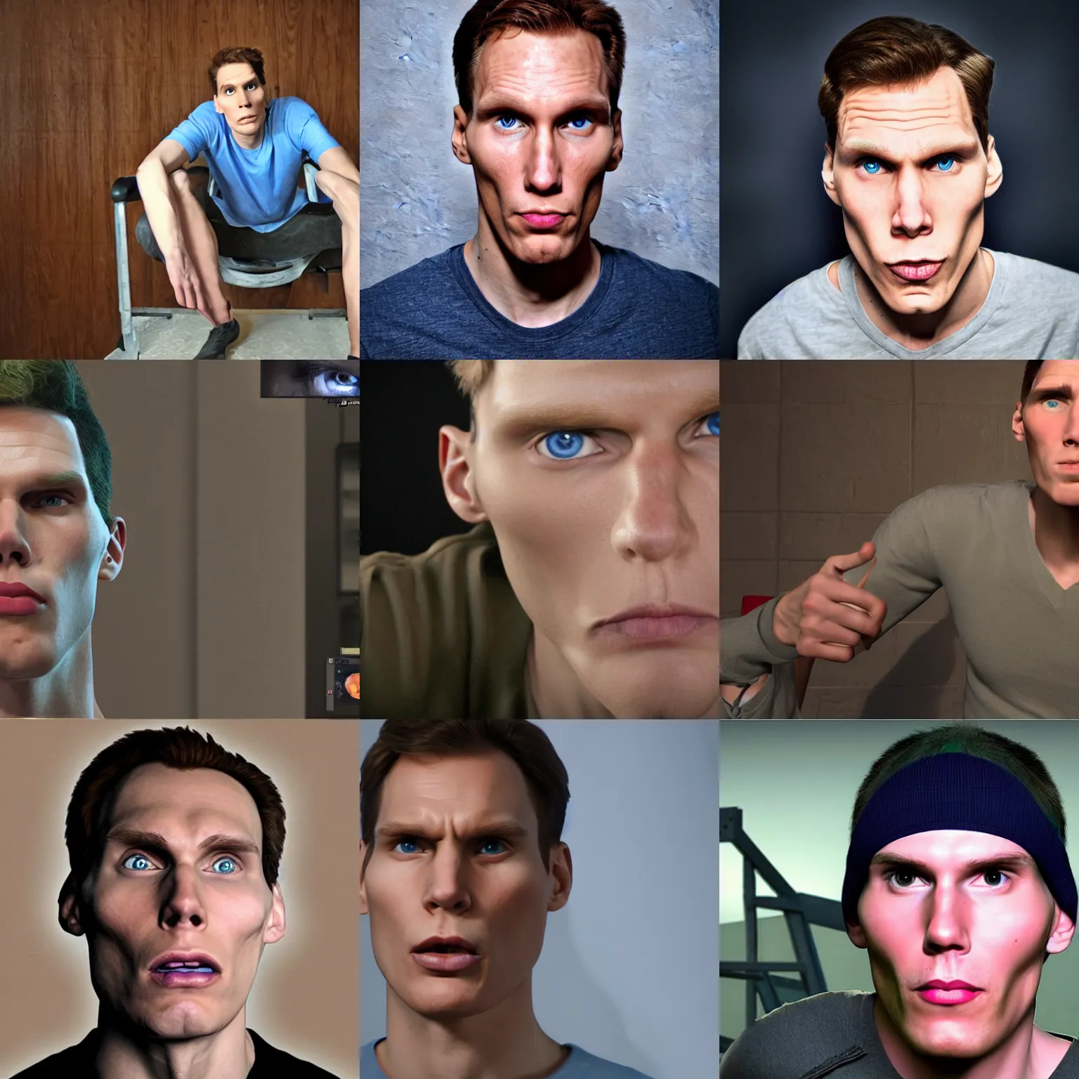 Prompt: jerma staring threateningly at the camera, hyper realistic, photography, centered