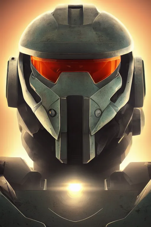 Image similar to robot ninja mask helmet halo master chief radiating a glowing aura global illumination ray tracing hdr fanart arstation by ian pesty and katarzyna da „ bek - chmiel