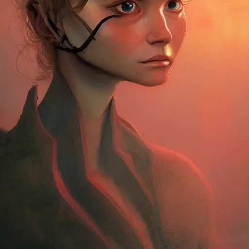 Image similar to A young girl apart of the alien resistance for her planet, Graceful body structure,cute,Symmetrical face,highly detailed,elegant,Marc Simonetti and Caspar David Friedrich, Trending on artstation