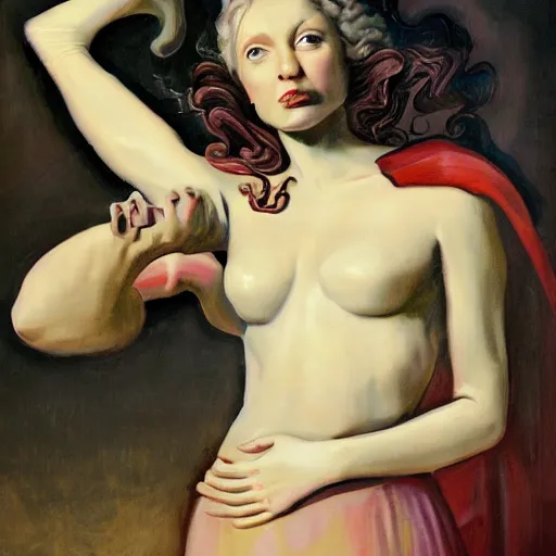 Image similar to Scifi woman, baroque painting