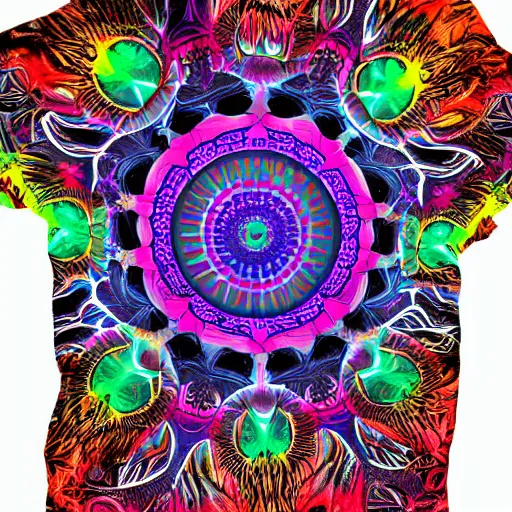 Prompt: psychedelic tshirt design