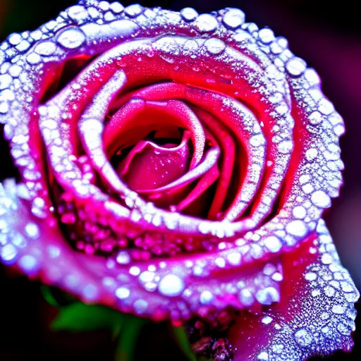 Image similar to dew on a rose, macro, highly detailed, photo