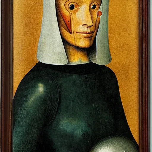 Image similar to a portrait of a female android by hieronymous bosch