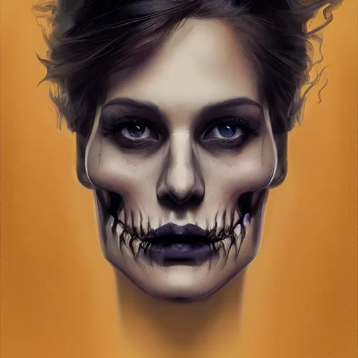 Image similar to portrait skull girl by petros afshar, hyper real, laurie greasley, jc leyendecker and singer sargent