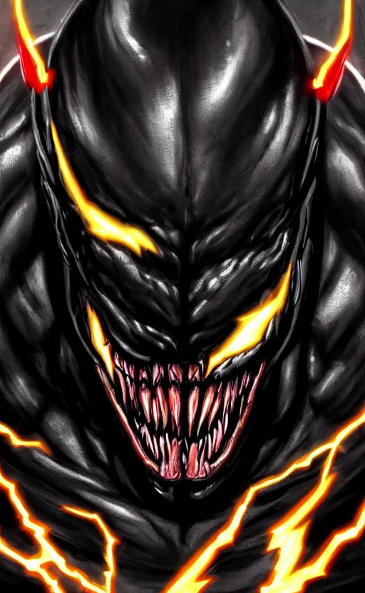 Image similar to full body portrait of venom as the flash, dynamic lighting, cinematic, ultra detailed, trending on art station, stunning visuals, creative, fantasy concept art