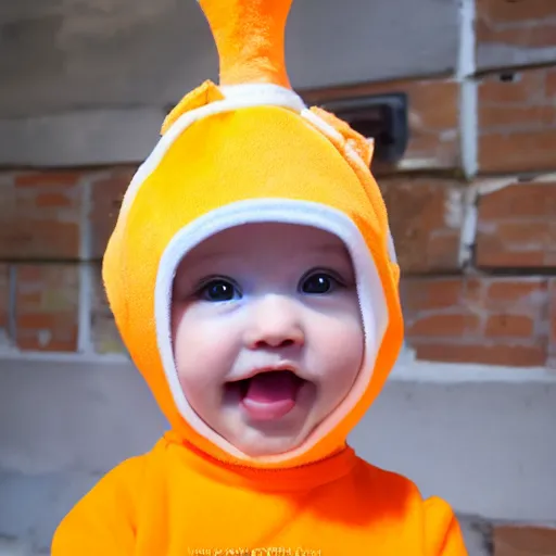 Image similar to cute baby chick dressed as an inmate