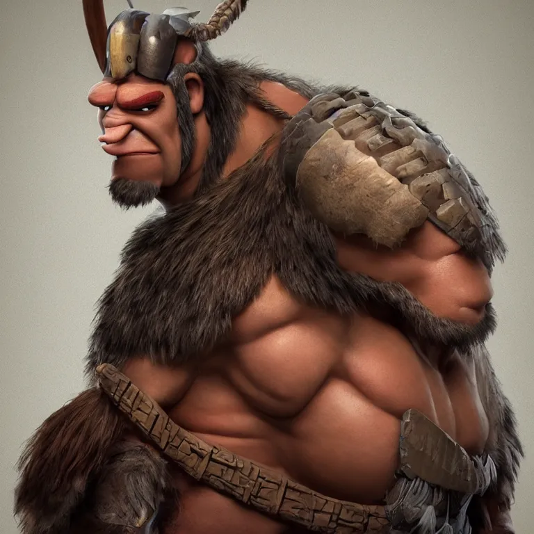 Prompt: studio portrait of a barbarian, pixar, head looking straight on