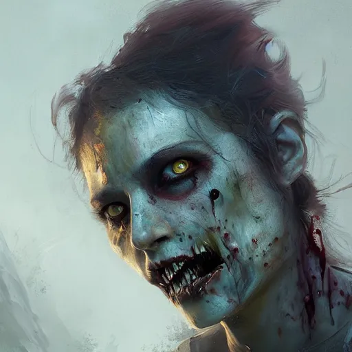 Image similar to A portrait of a zombie, art by greg rutkowski, matte painting, trending on artstation