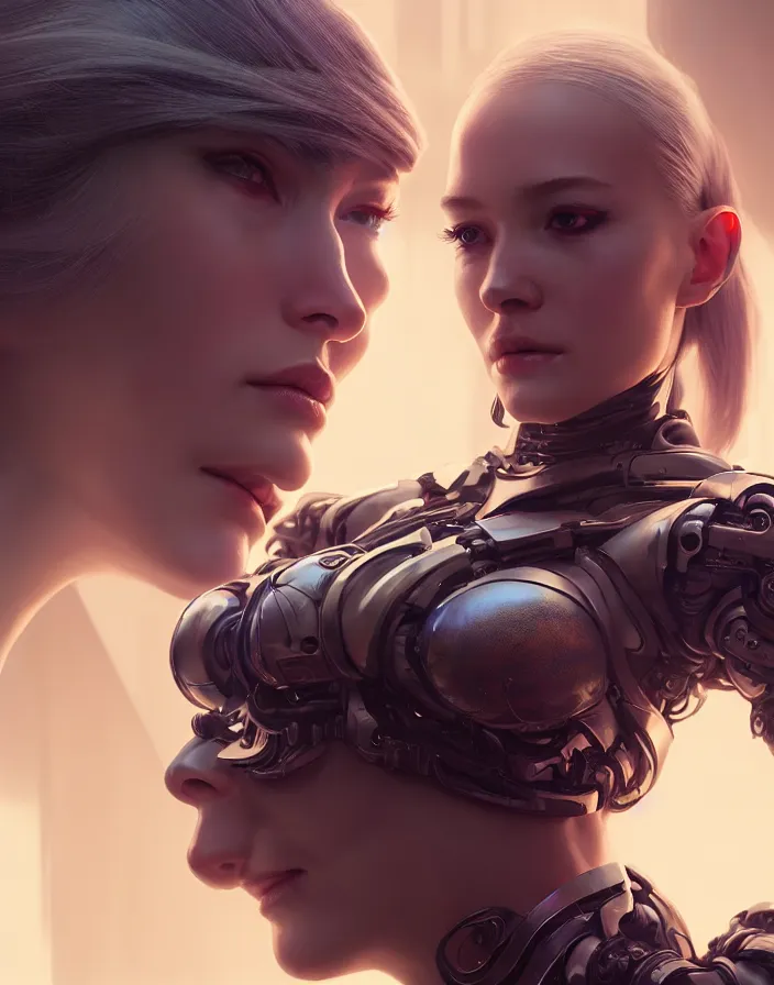 Image similar to crying beautiful female android!, intricate detailed environment, photorealistic!, octane render, mechanical, concept art, cinematic lighting, digital art, cinematic, cgsociety, hyper realism, cyberpunk 8 k. by artgerm and wlop and maciej kuciara and godmachine and moebius and rossdraws and greg rutkowski and alphonse mucha and stanley lau