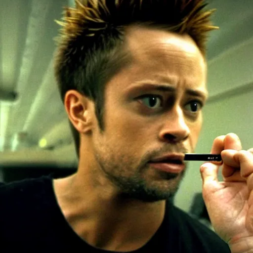 Prompt: tyler durden smoking crack