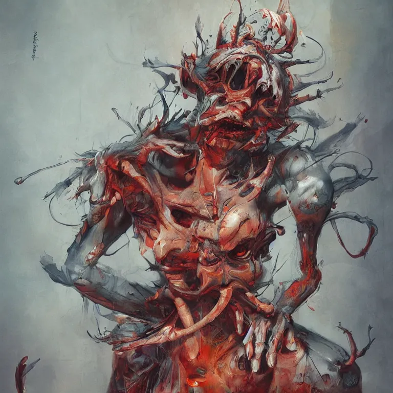 Image similar to oni demon in the style of adrian ghenie, 3 d render, esao andrews, jenny saville, surrealism, dark art by james jean, ross tran