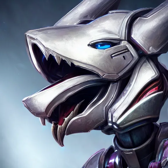 Prompt: close up headshot of a cute beautiful stunning anthropomorphic female robot dragon, with sleek silver metal armor, glowing OLED visor, facing the camera, high quality maw open and about to eat your pov, food pov, the open maw being highly detailed and soft, highly detailed digital art, furry art, anthro art, sci fi, warframe art, destiny art, high quality, 3D realistic, dragon mawshot, maw art, pov furry art, furry mawshot, macro art, dragon art, Furaffinity, Deviantart Eka's Portal