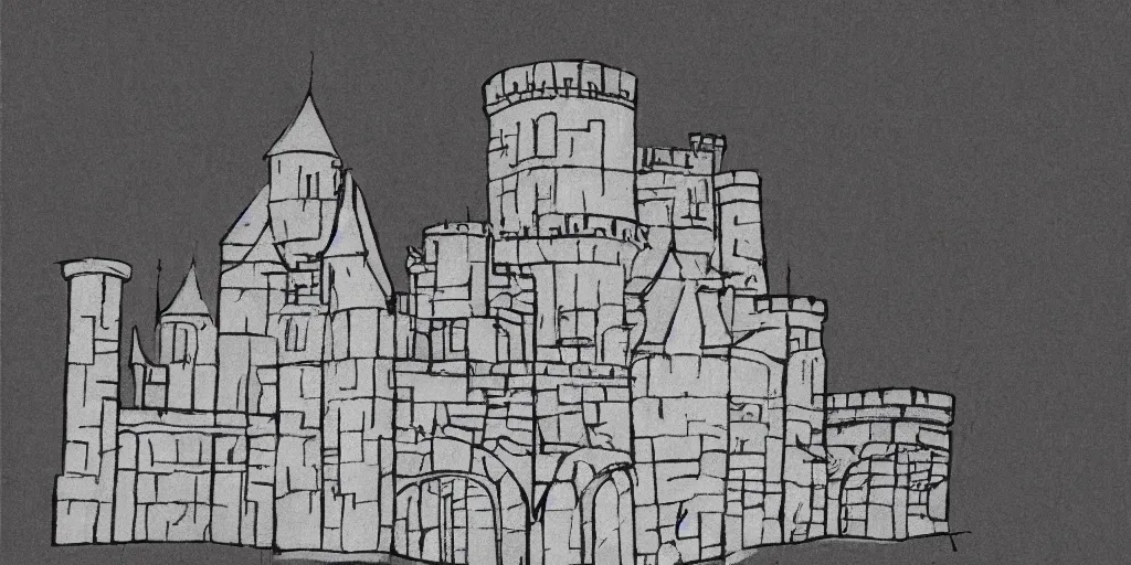 Image similar to illusion lines, (((castle)))