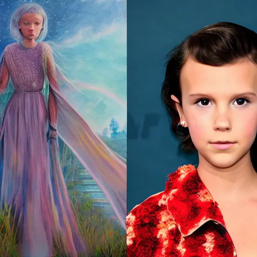 Image similar to millie bobby brown, fantasy, art, beautiful,