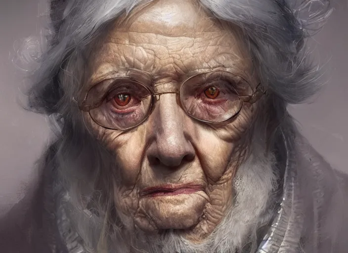 Image similar to the look of an elderly person 4 1 6 0 by greg rutkowski and ernt haeckel, vivid colour, trending on artstation