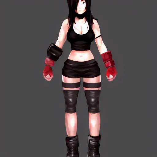 Prompt: face, shoulders and body concept art of tifa lockhart, trending on artstation