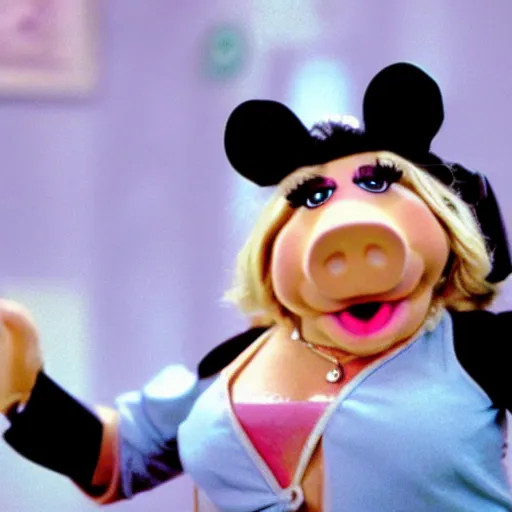 Image similar to movie still of miss piggy starring as trinity in the matrix 1 9 9 9 movie w - 7 6 8