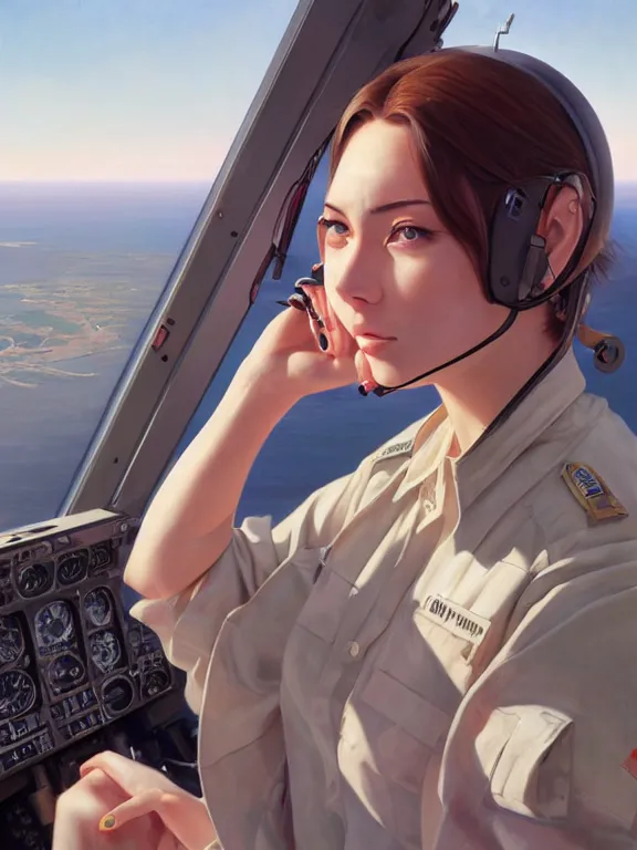 Prompt: an ultradetailed beautiful portrait painting of a girl as an helicopter pilot, side view, oil painting, high resolution, by ilya kuvshinov, greg rutkowski and makoto shinkai