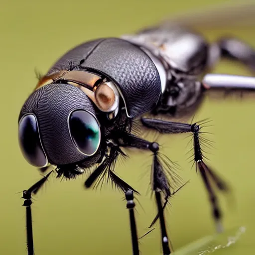 Prompt: robotic fly macro looking into camera, extremely detailed