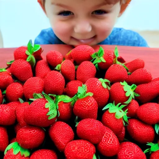 Image similar to child made out of strawberries, realistic, high quality, HD