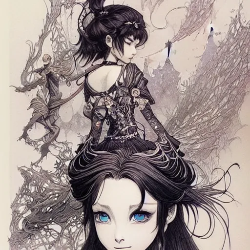 Prompt: beautiful ink sketch, a fantasy ornament corner by chris riddell, by ilya kuvshinov, wlop, krenz kushart, boris vallejo, ayami kojima and ayami kojima