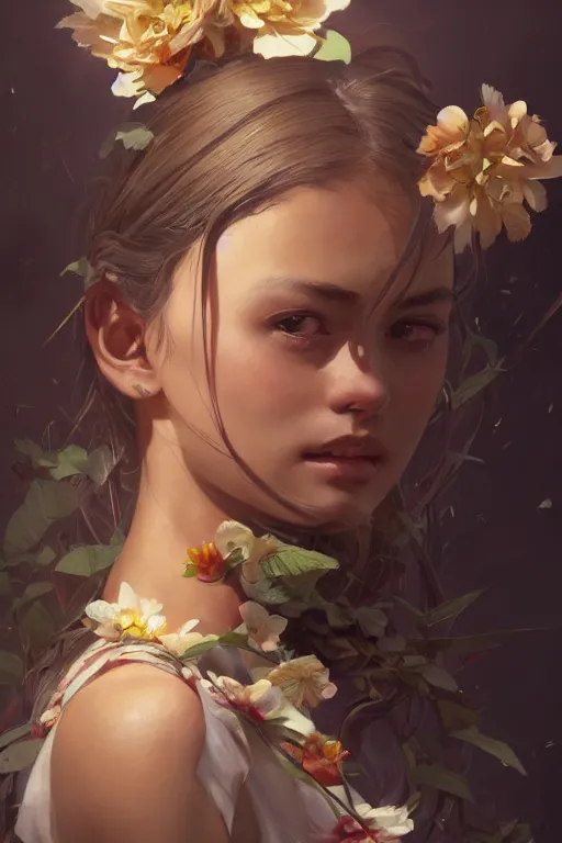 Prompt: ultra realistic illustration, mexican girl with flowers blooming, elegant, highly detailed, digital painting, concept art, smooth, sharp focus, illustration, art by greg rutkowski