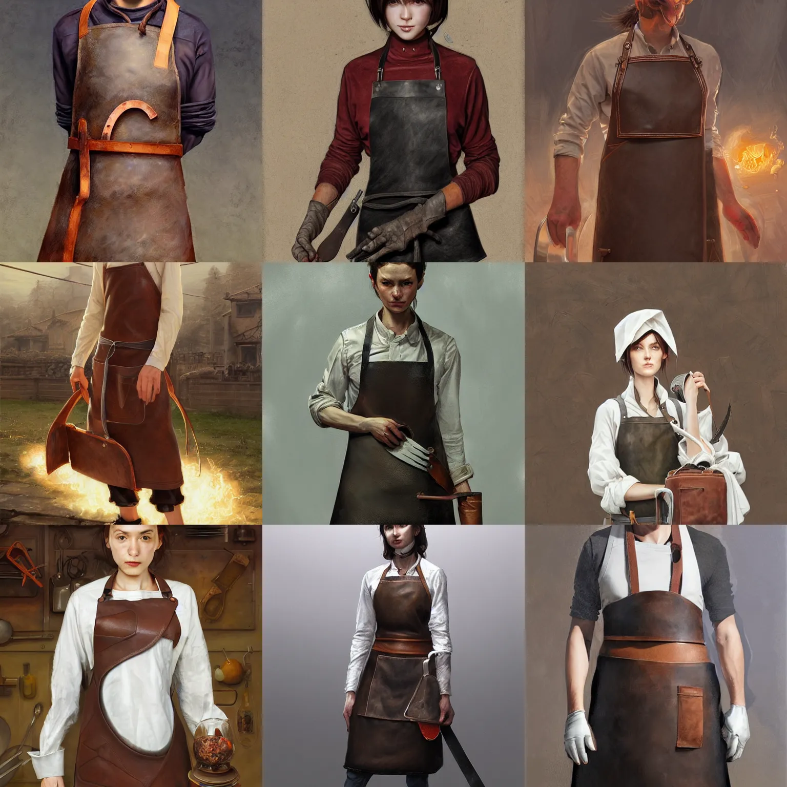 Prompt: cook's multilayer leather apron with cooking accessories, half - life style, highly detailed, digital painting, artstation, concept art, smooth, sharp focus, illustration, artstation, art by giger and greg rutkowski and hikari shimoda and edmund blair leighton and charlie bowater