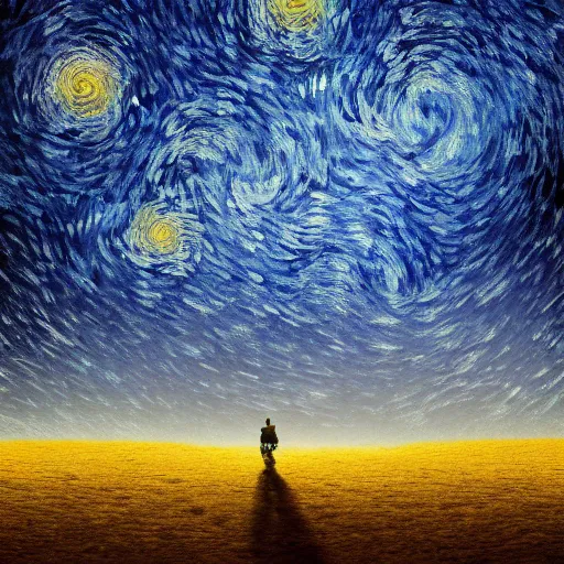 Prompt: van gogh's starry sky, science fiction, horror, digital art, unreal engine, 8 k