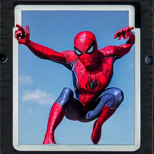 Image similar to a single iron man and spider - man hybrid, dslr, polaroid