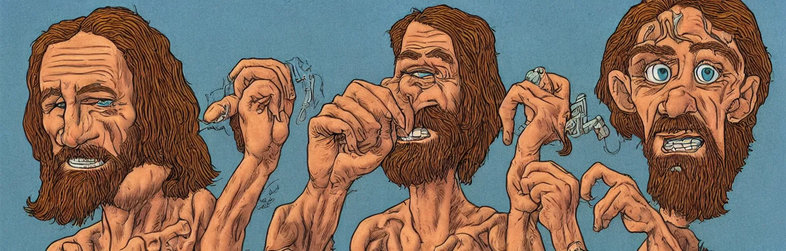 Prompt: jesus cartoon by r crumb, color, hyperrealism