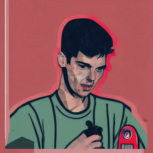 Prompt: Carey Price profile picture by Sachin Teng, asymmetrical, cigarette, Organic Painting , Matte Painting, geometric shapes, hard edges, graffiti, street art:2, by Sachin Teng:4