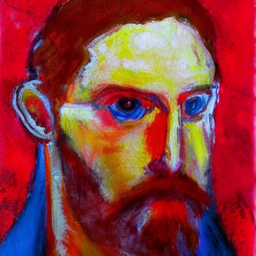 Image similar to a red headed man, expressionist, art, portrait,