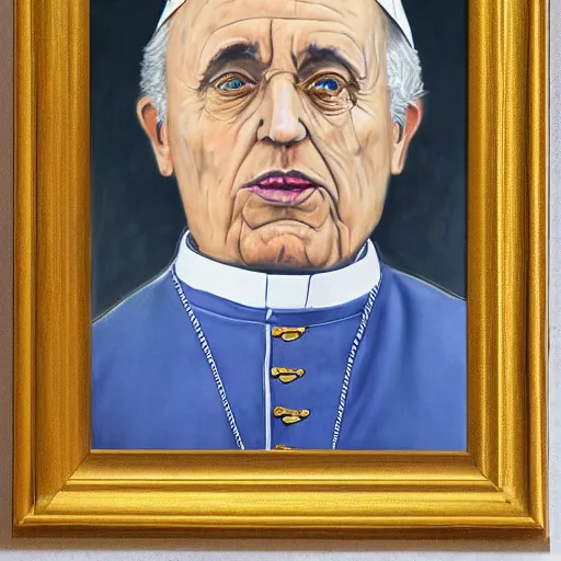 Image similar to pope thanos, portrait photo, realistic, highly detailed