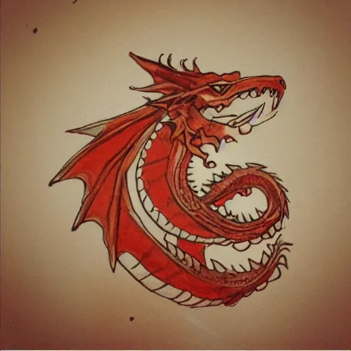 Image similar to “fire breathing dragon, children’s drawing”