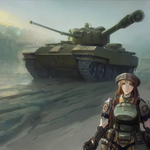 Prompt: A Tank with the Face of a Beautiful Anime Girl, detailed, centered, digital painting, artstation, concept art, donato giancola, Joseph Christian Leyendecker, WLOP, Boris Vallejo, Breathtaking, 8k resolution, extremely detailed, beautiful, establishing shot, artistic, hyperrealistic, beautiful face, octane render, cinematic lighting, dramatic lighting, masterpiece