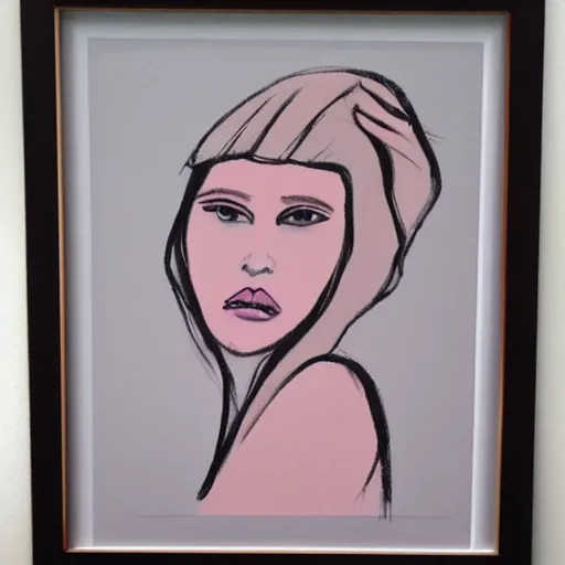 Image similar to one line art of a woman, pastel color