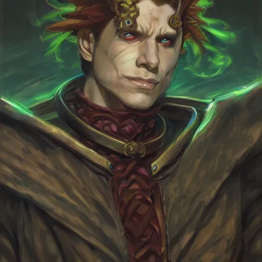 Image similar to Noriaki Kakyoin as a fantasy D&D character, portrait art by Donato Giancola and James Gurney, digital art, trending on artstation