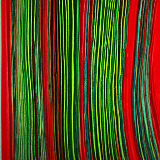 Image similar to Mixed media art. a series of vertical stripes in different colors. 1970s era, DayGlo green by Lucio Fontana, by Thomas Nast minimalist