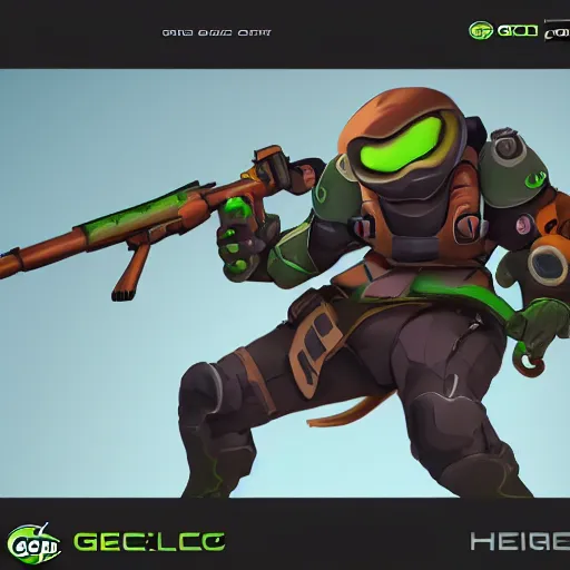 Image similar to geico gecko overwatch hero concept design, trending on artstation