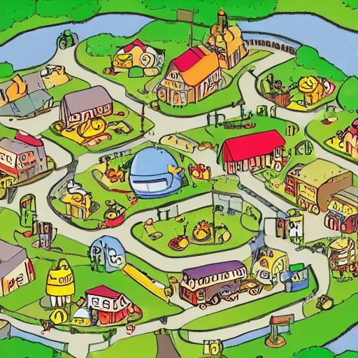 Prompt: sprawling utopia in the style of busytown