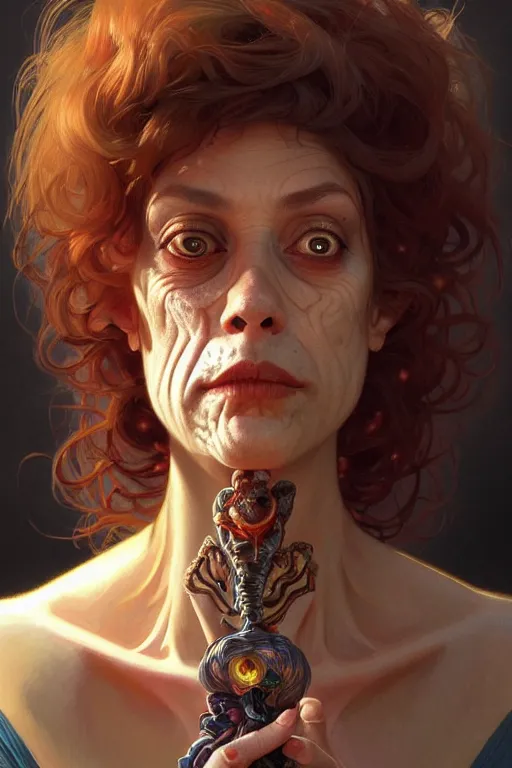 Prompt: portrait of the ugliest woman in the world, looking at camera, intricate, elegant, stylish, fantasy, extremely detailed, digital painting, artstation, concept art, smooth, sharp focus, illustration, stunning lighting, art by artgerm and greg rutkowski and alphonse mucha and simon stalenhag