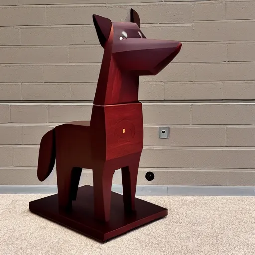 Prompt: an android dog paneled in mahogany