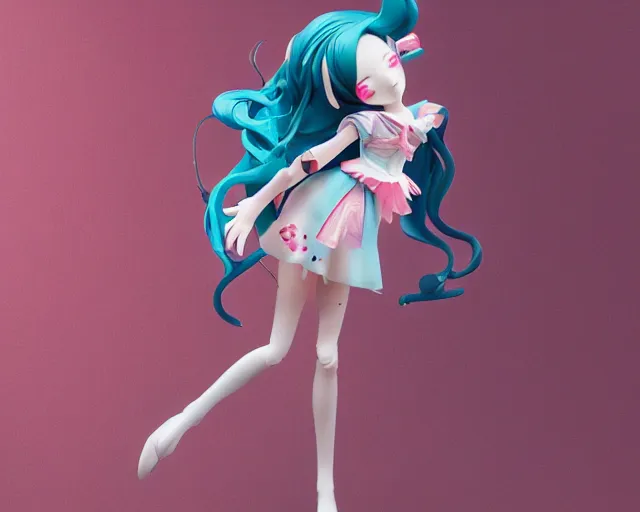 Image similar to James Jean isolated magical girl vinyl figure, figure photography, smooth sharp focus, holographic undertones, anime stylized, high detail, ethereal lighting - H 640